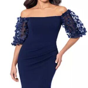Brand new, Xscape Navy Off-shoulder Dress, Size 8